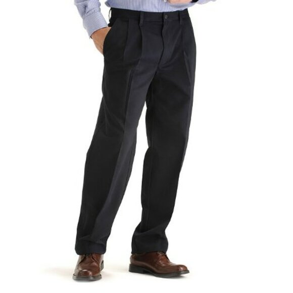 Lee's Performance Midnight Blue Stain Resistant Pleated Pants Trousers 32 x 32 - Picture 1 of 6